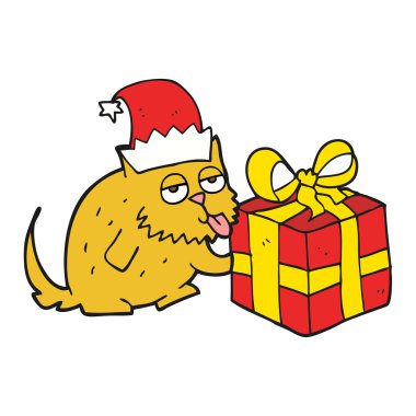 Karikatür kedi hediye ile