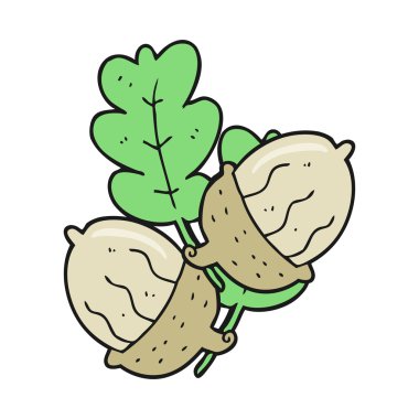 serbest çizilmiş karikatür meşe palamutları