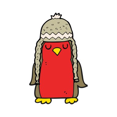 çizgi film robin giyen kış şapka