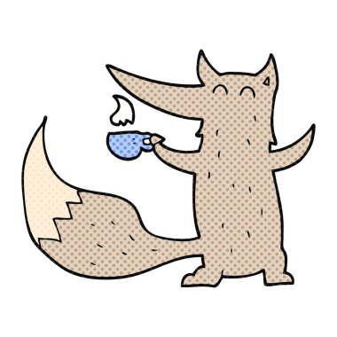 çizgi film kurt ile kahve fincanı