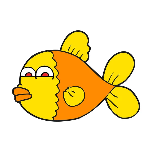 Poisson dessin animé dessiné à la main libre — Image vectorielle