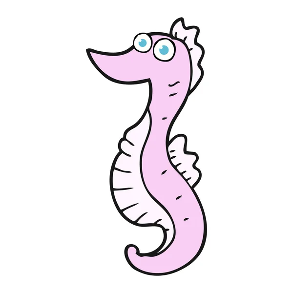 FreeHand getekende cartoon seahorse — Stockvector