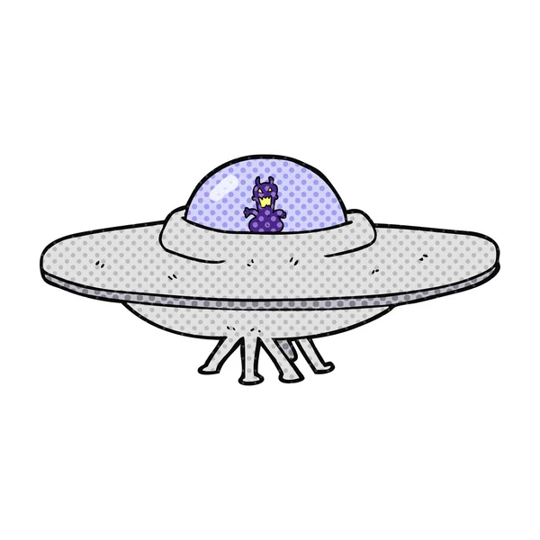 Uit de vrije hand getrokken cartoon ufo — Stockvector