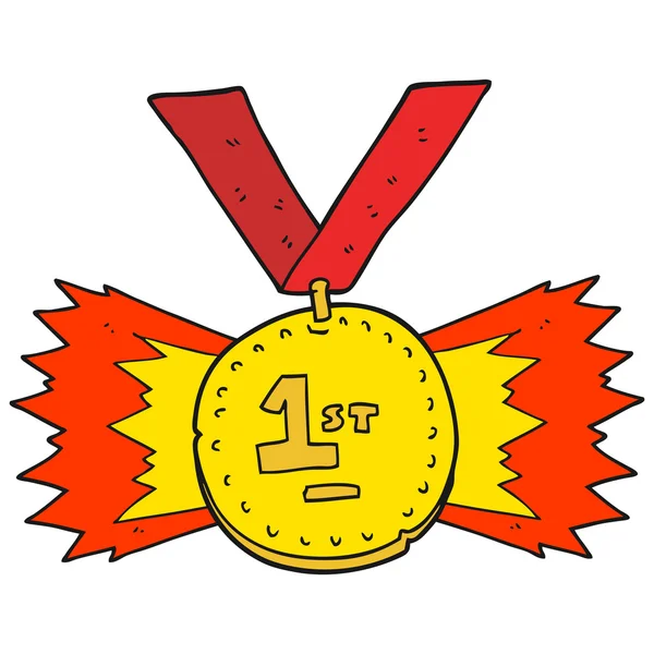 Dibujos animados primer lugar medalla — Vector de stock