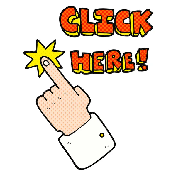 Dibujos animados haga clic aquí firmar con el dedo — Vector de stock