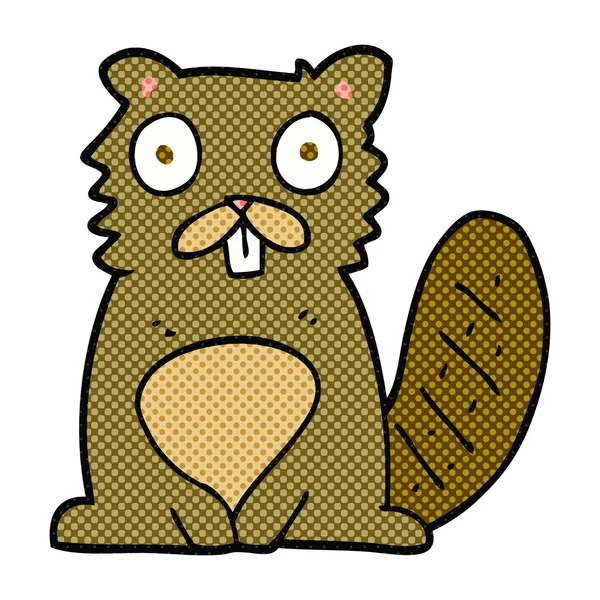 Mano libera disegnato cartone animato castoro — Vettoriale Stock