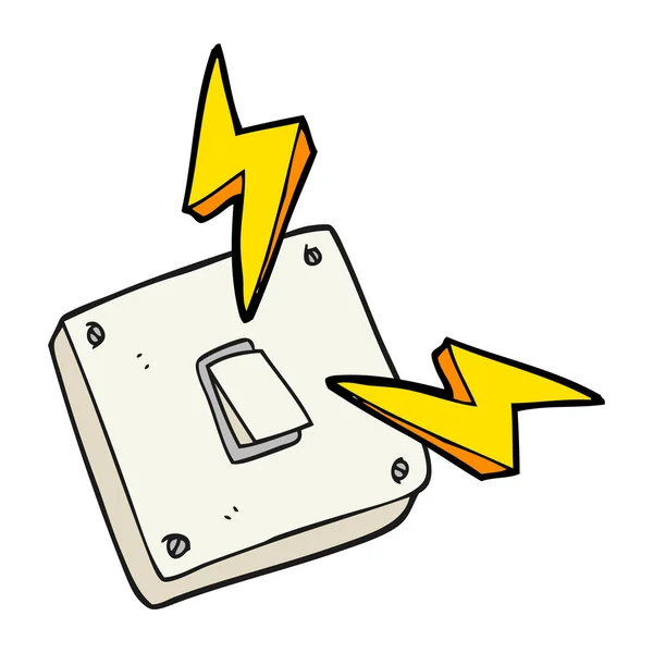 Cartoon sparking electric light switch — Stock Vector