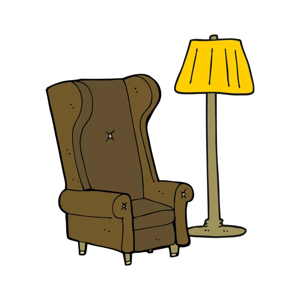 卡通灯和旧椅子 — 图库矢量图片