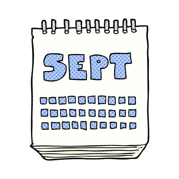 Calendrier dessin animé montrant le mois de septembre — Image vectorielle