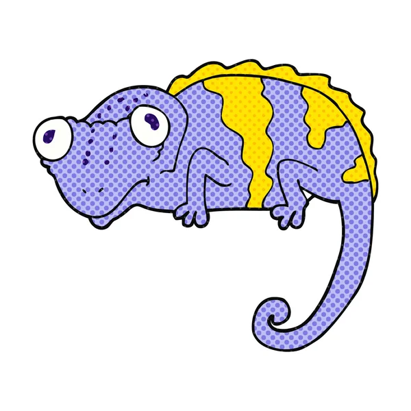 Ręcznie rysowany kameleon kreskówkowy — Wektor stockowy