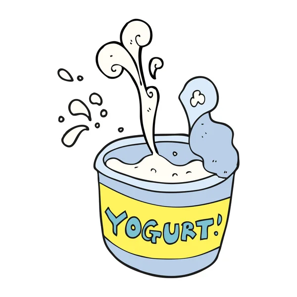 Yogur de dibujos animados dibujado a mano alzada — Vector de stock