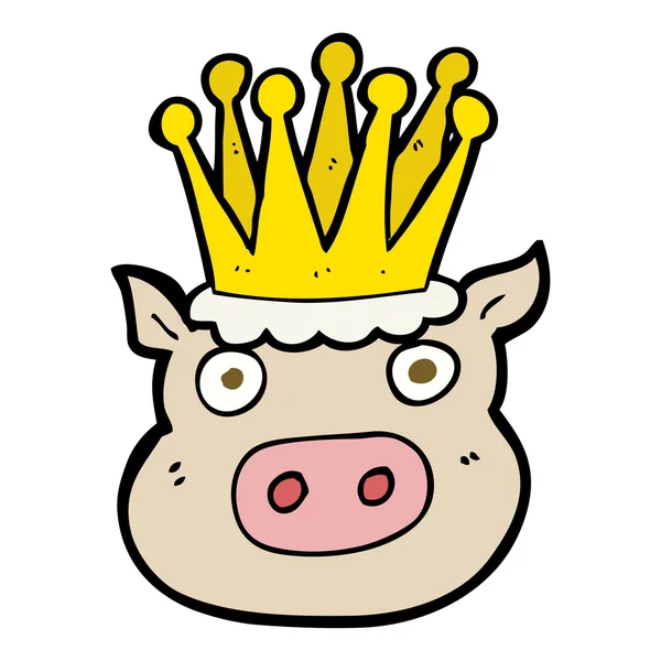 Cartoon crowned pig — Stock Vector