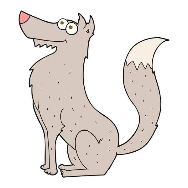 FreeHand ritade cartoon wolf — Stock vektor