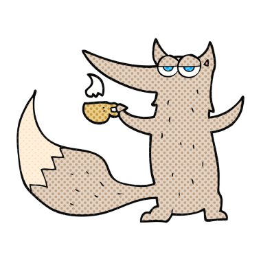 çizgi film kurt ile kahve fincanı