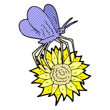 karikatür kelebek çiçek