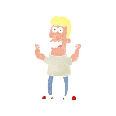 Retro karikatür adam vurguladı.