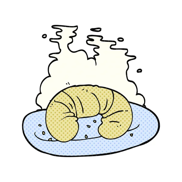 Gaya komik kartun croissant panas - Stok Vektor