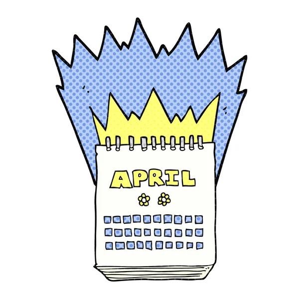 Cartoon-Kalender zeigt den Monat April — Stockvektor