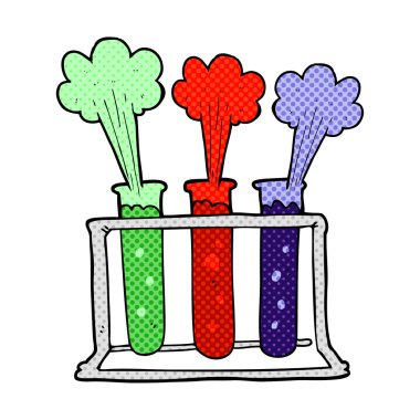 test tüpleri patlayan karikatür raf