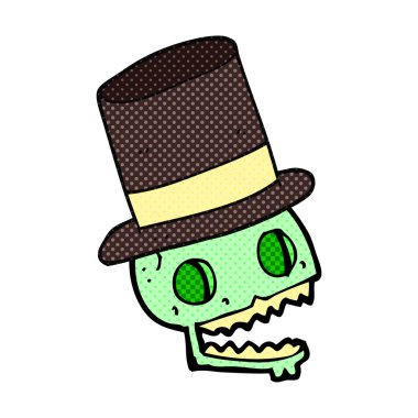 Kafatası silindir şapka gülüyor karikatür