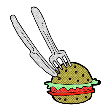 çizgi film bıçak ve çatal burger