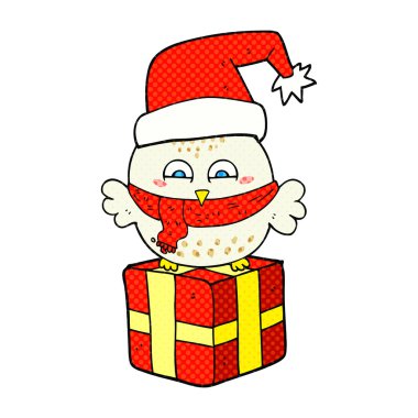 çizgi film sevimli Noel baykuş hediye