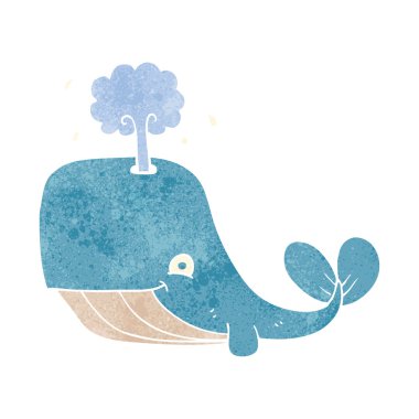 Retro karikatür balina spouting su