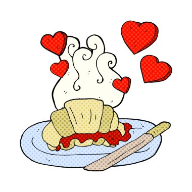 karikatür lezzetli breakfast kruvasan