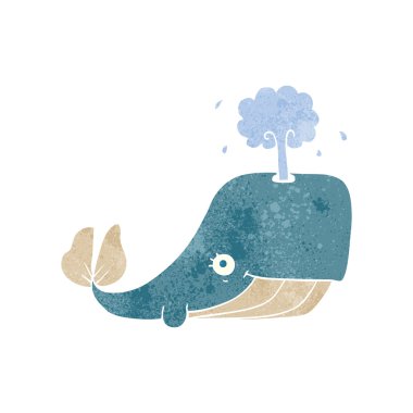 Retro karikatür balina spouting su