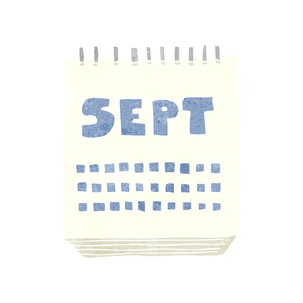 Ρετρό γελοιογραφία ημερολόγιο προβολή μήνα Σεπτέμβριο — Διανυσματικό Αρχείο