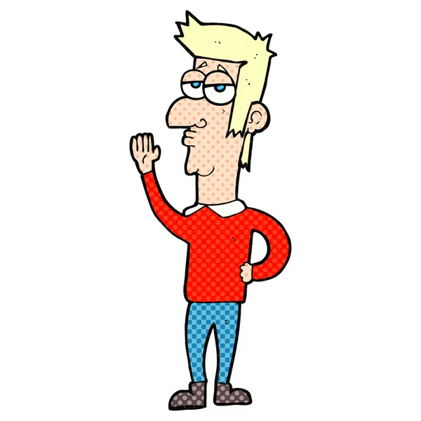 Comic book style cartoon man waving — Wektor stockowy