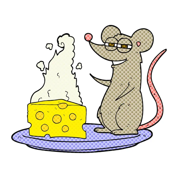 带有奶酪的卡通老鼠 — 图库矢量图片