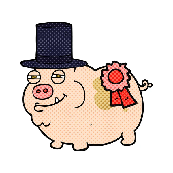 Cerdo ganador de un premio de dibujos animados — Archivo Imágenes Vectoriales