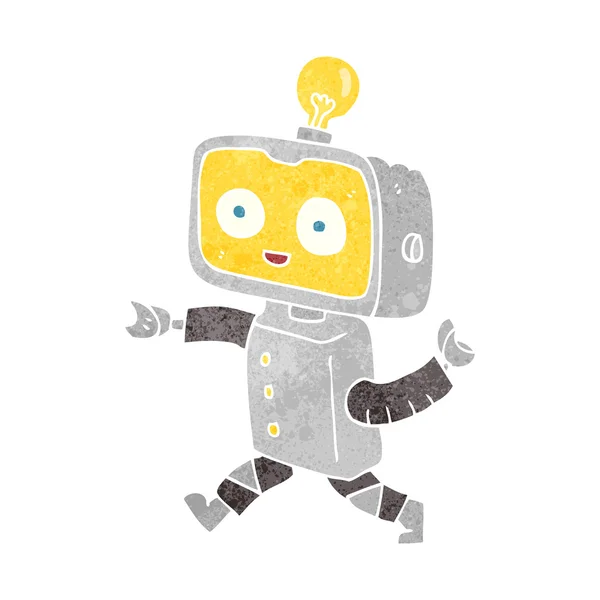 Retro pequeño robot de dibujos animados — Vector de stock