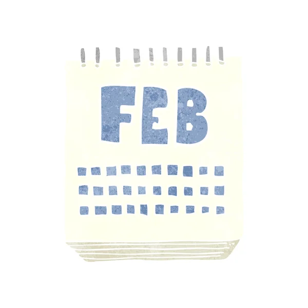 Calendário de desenhos animados retro mostrando mês de fevereiro —  Vetores de Stock