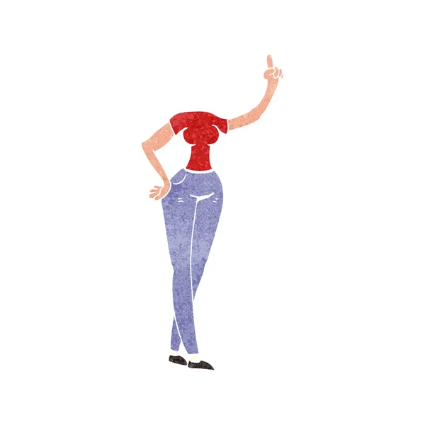 Retro desenho animado corpo feminino com mão levantada — Vetor de Stock