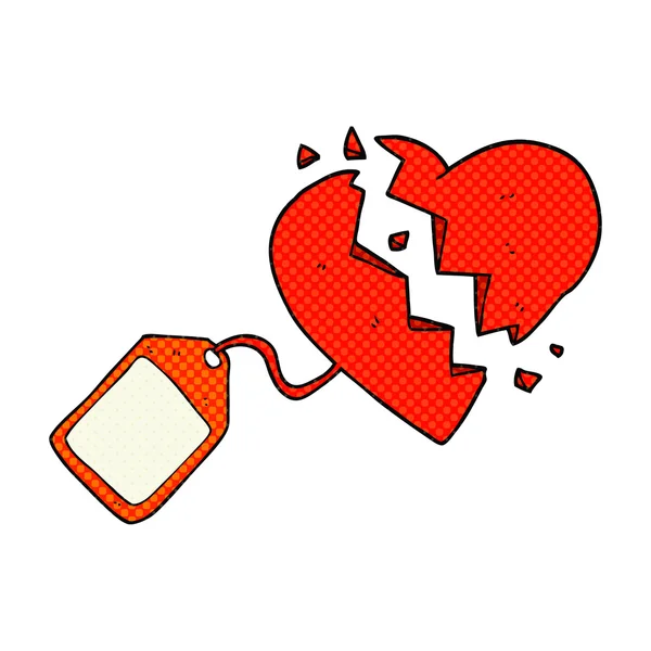 Cartoon luggage tag on broken heart — Stock Vector