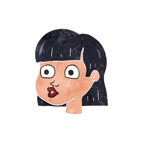 Retro cartone animato volto femminile — Vettoriale Stock