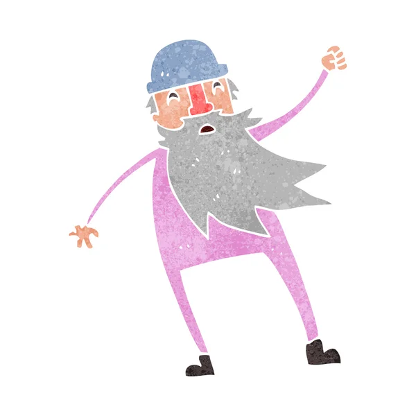 Retro cartoon old man in thermal underwear — Stock Vector
