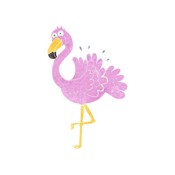 Flamingo retrô dos desenhos animados — Vetor de Stock