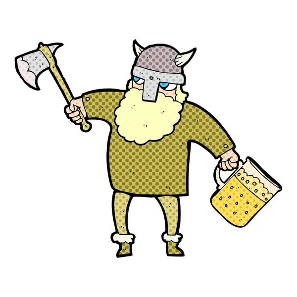 Cartoon drunk viking — Stock Vector