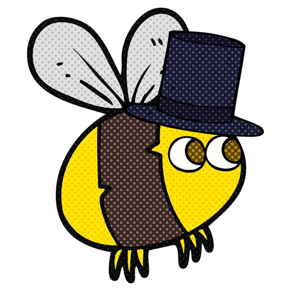 모자에 만화 꿀벌 — 스톡 벡터