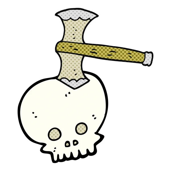 Cartoon axe in skull — Stock Vector