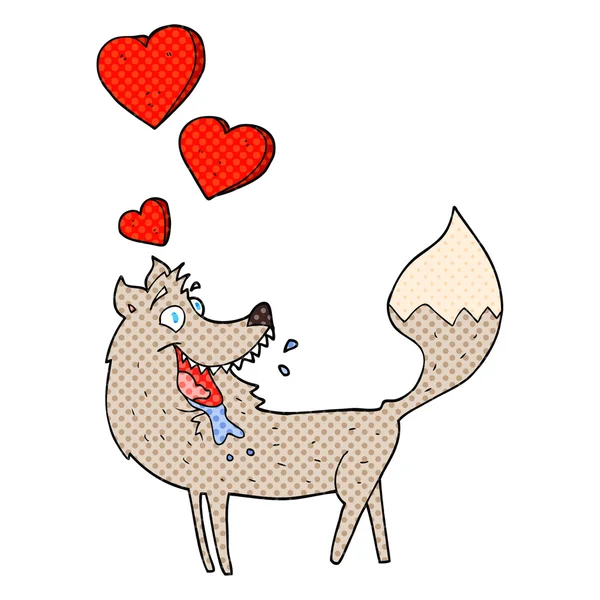 Dibujos animados lobo en el amor — Archivo Imágenes Vectoriales