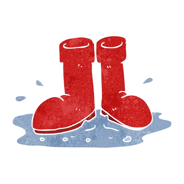 Retro cartoon wellington boots in puddle — Stock Vector