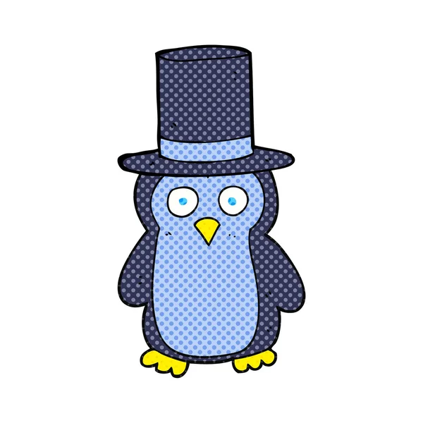 Tecknad pingvin bär hatt — Stock vektor