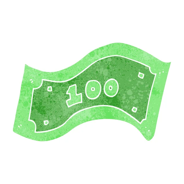 Retro kreslený 100 dolarové bankovky — Stockový vektor
