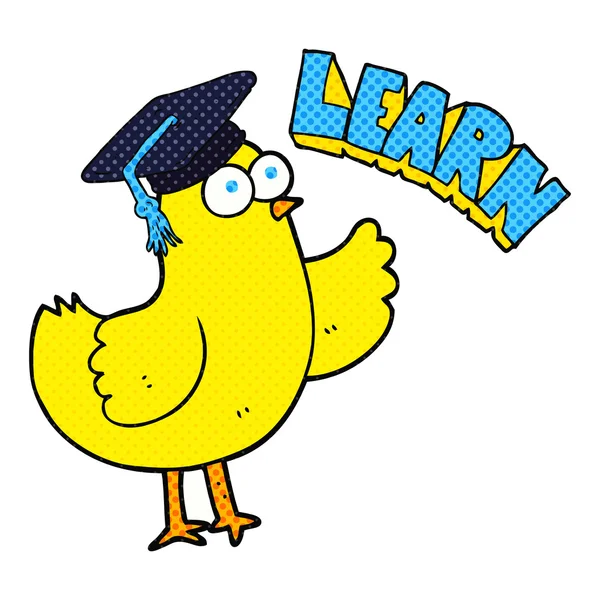 Cartoon bird with learn text — Stock Vector