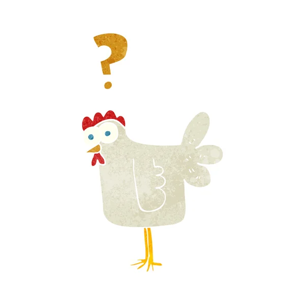 Retro cartoon confused chicken — Stock Vector