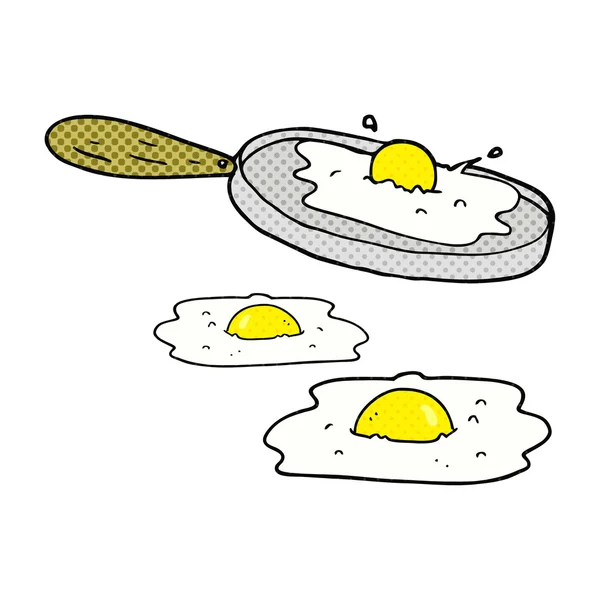 Huevos fritos de dibujos animados estilo cómic — Vector de stock